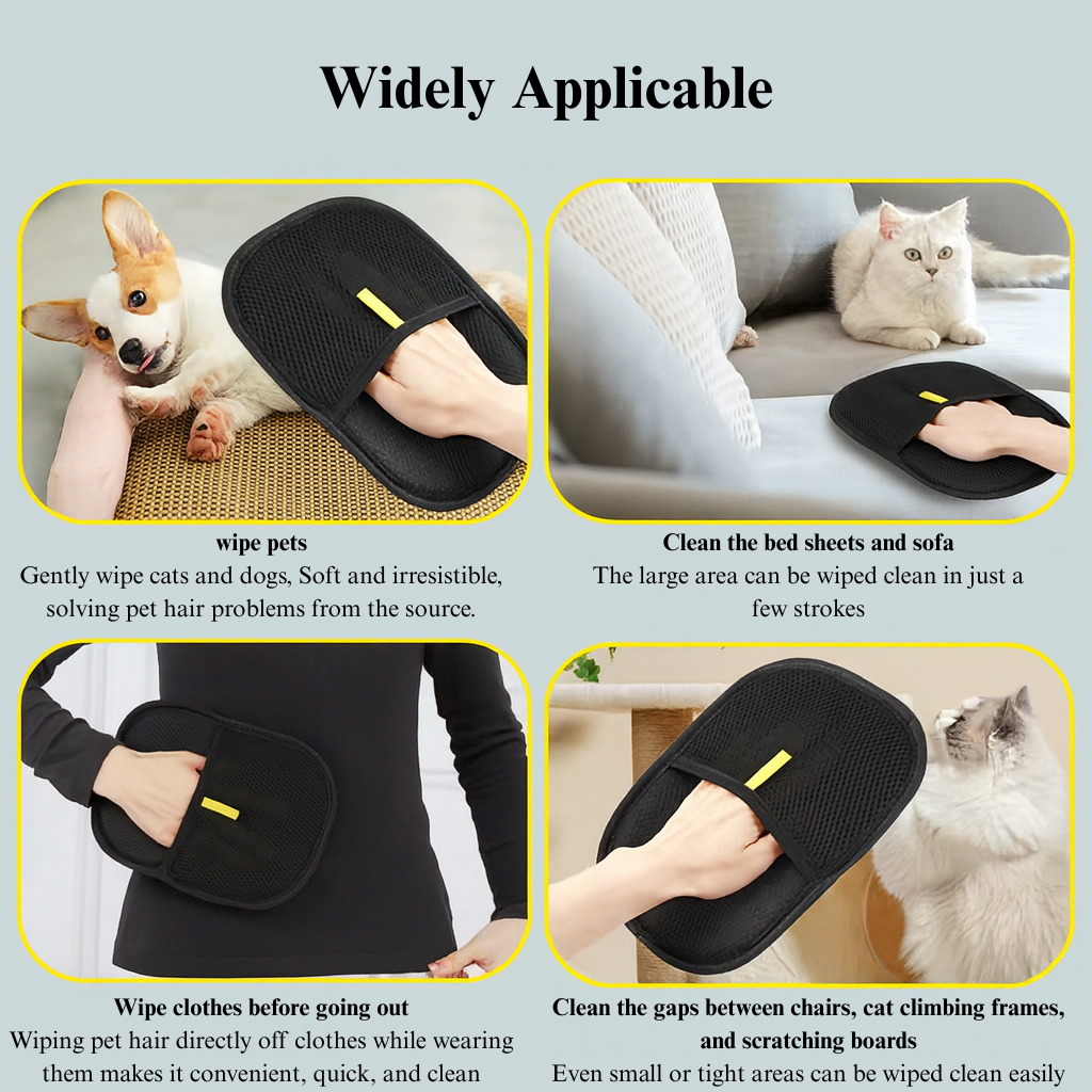 Pet hair cleaning gloves